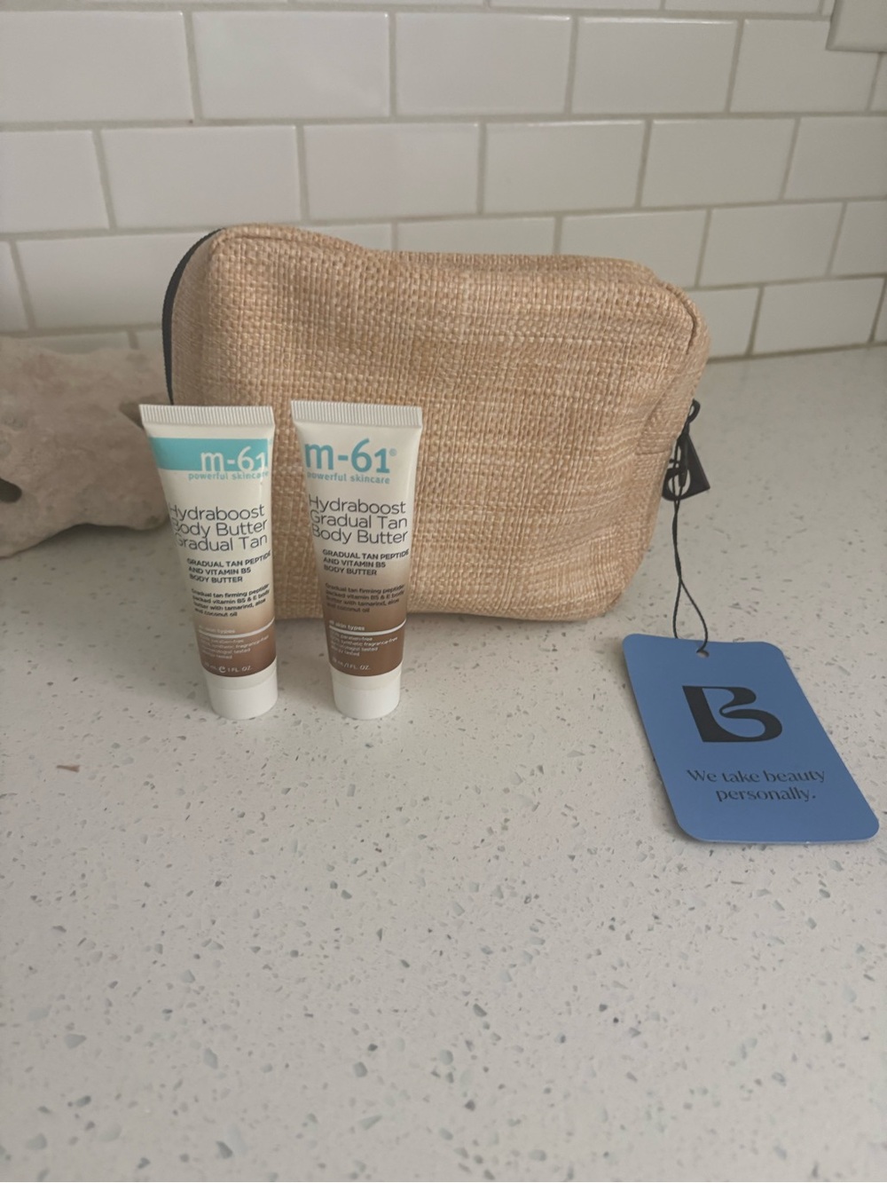 NWT Blue Mercury Make-Up Bag plus 2 M-61 Hydraboost Gradual Tan Body Butter 1oz